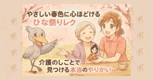 やさしい春色に心ほどけるひな祭りレク 介護のしごとで見つける本当のやりがい